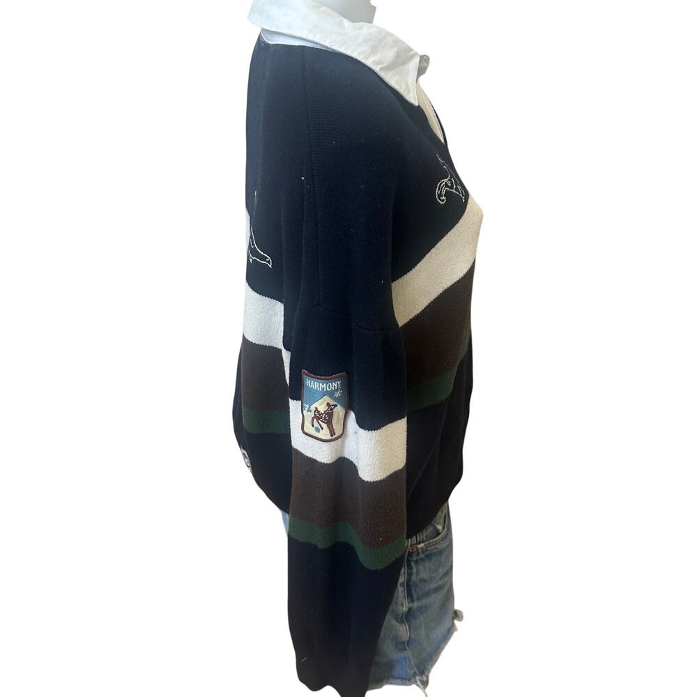 SEA New York Striped Polo Rugby Sweater MEDIUM Cotton Varsity Embroidered $365 - Picture 12 of 16